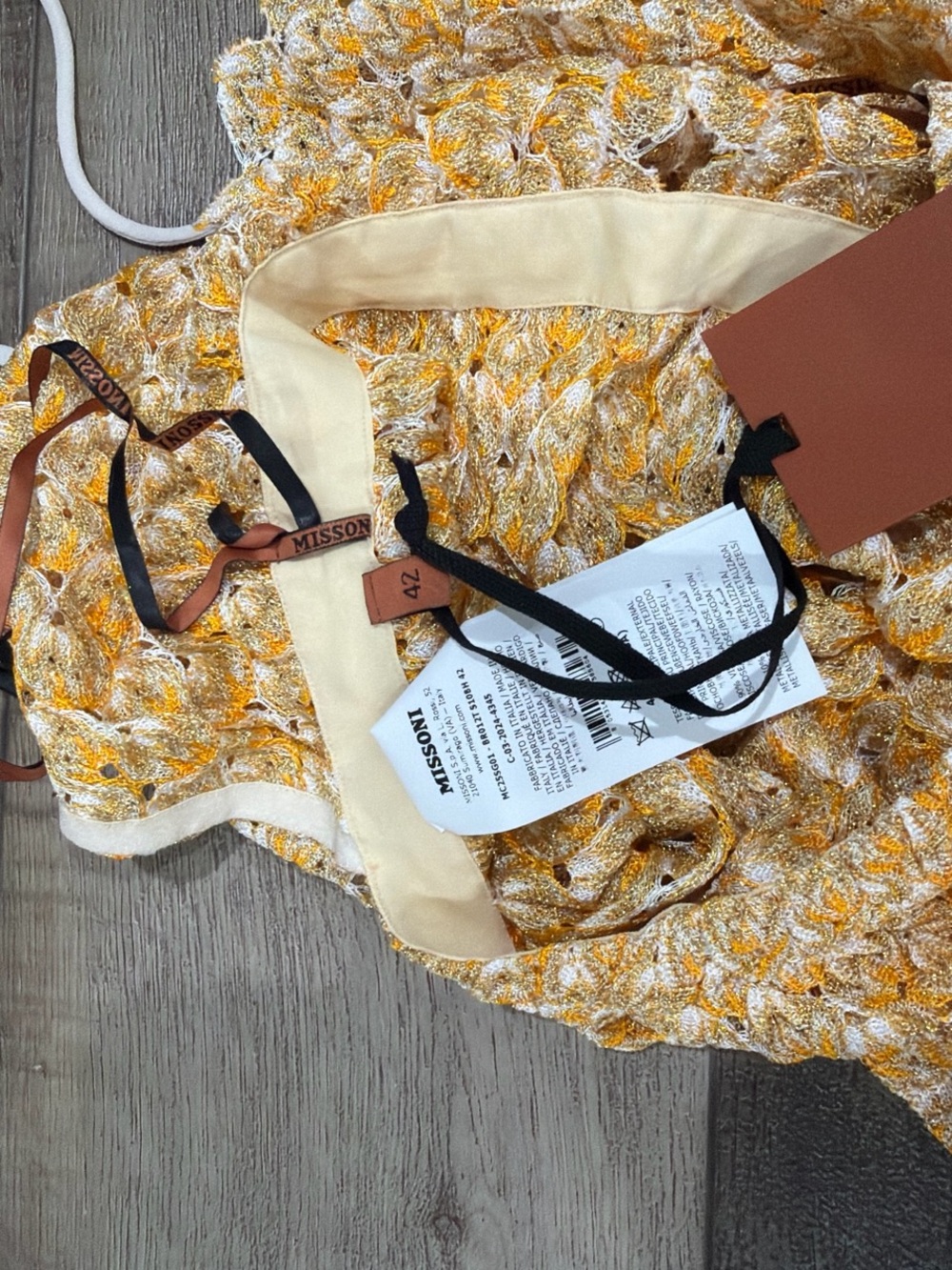 Missoni metallic crochet knit romper in honey - Picture 5 of 6